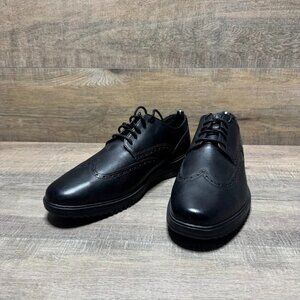 Cole Haan Grand Black Leather Wingtip Oxford Shoes Men's Size 12
